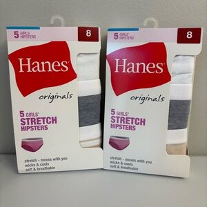 Hanes Originals Girls' Stretch Hipsters Size 8 Neutral Colors Two 5 Packs New